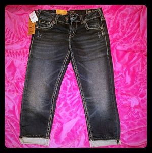 Silver Crop Jeans